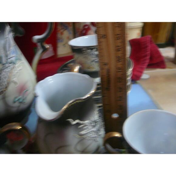 Vintage Ucagco Moriage 3D Dragonware 16 pc Demitasse Tea Set - Picture 13 of 14